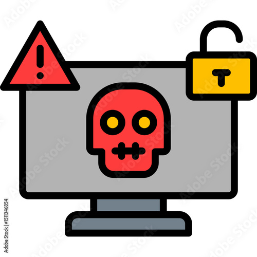 Cyber Attack lineal color icon