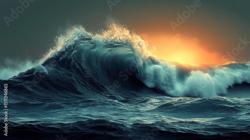 Majestic Wave Cresting at Sunrise with Vibrant Colors and Energy