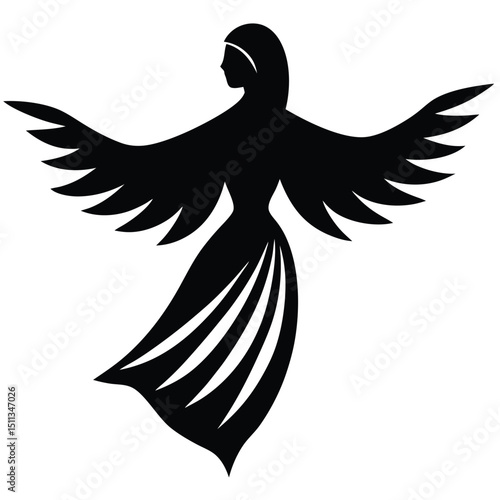 Angel wings vector illustration isolated on white with bird and feather design elements