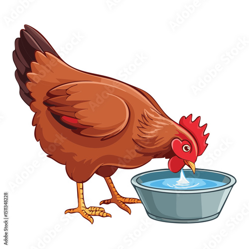 Brown Hen Drinking Water Bowl