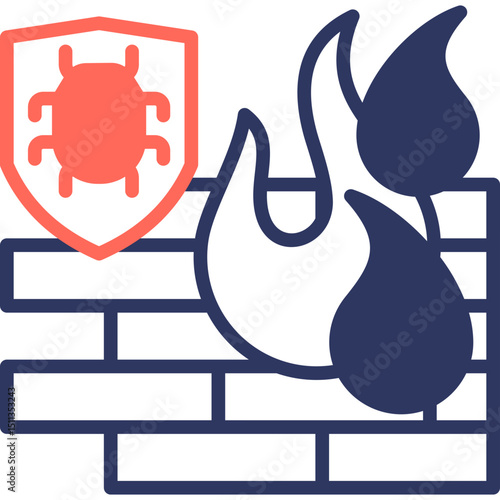 Firewall Security mixed color icon