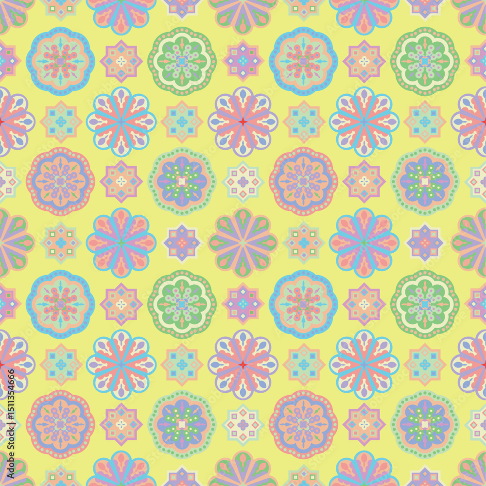 Seamless floral pattern with decorative spring flowers, a vibrant vector illustration for textile design or wallpaper Seamless floral pattern with decorative spring flowers, a vibrant vector illustration for textile design or wallpaper