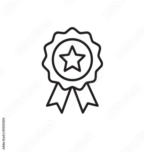 Award Badge and Medal Icon Set – Star, Ribbon, and Emblem Symbols of Achievement and Recognition