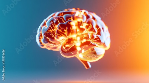 Wallpaper Mural Brain's Brilliant Spark: An intricate representation of the human brain illuminated with glowing neural pathways, evoking intelligence and cognition. Torontodigital.ca