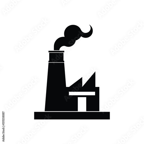 a clean minimalist vector a chimney from power plant on white background.eps
