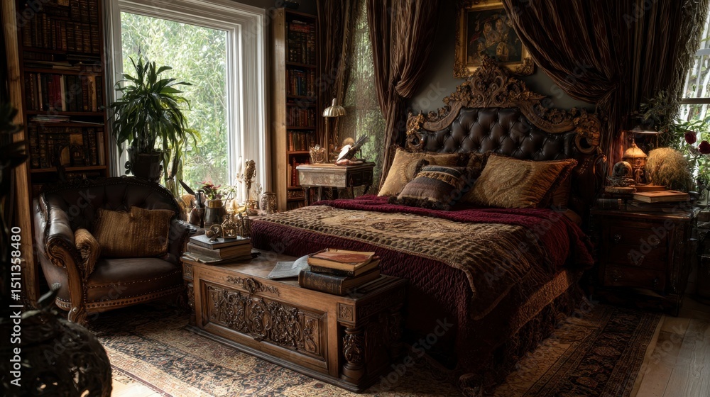 Fototapeta premium Cozy rustic bedroom interior