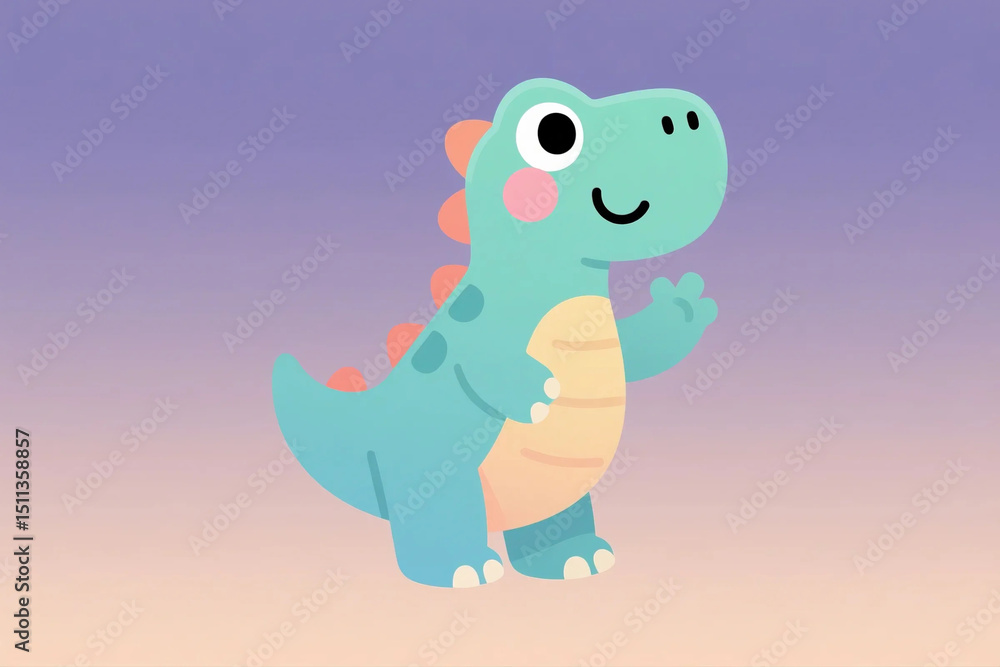 Obraz premium Cute Colorful Cartoon Dinosaur for Children