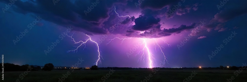 Dramatic shot of a powerful lightning bolt striking the ground during a thunderstorm, illuminating the dark night sky with intense light and energy , high voltage, night Dramatic shot of a powerful lightning bolt striking the ground during a thunderstorm, illuminating the dark night sky with intense light and energy , high voltage, night