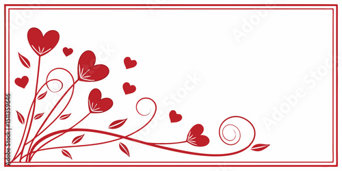 abstract floral red  heart ornaments cards , modern , drawing , art , 3d renderings , 14 February posters, invitation , in white background vector illustration.