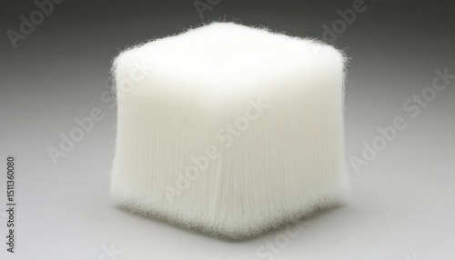 White cube with long, soft hairs