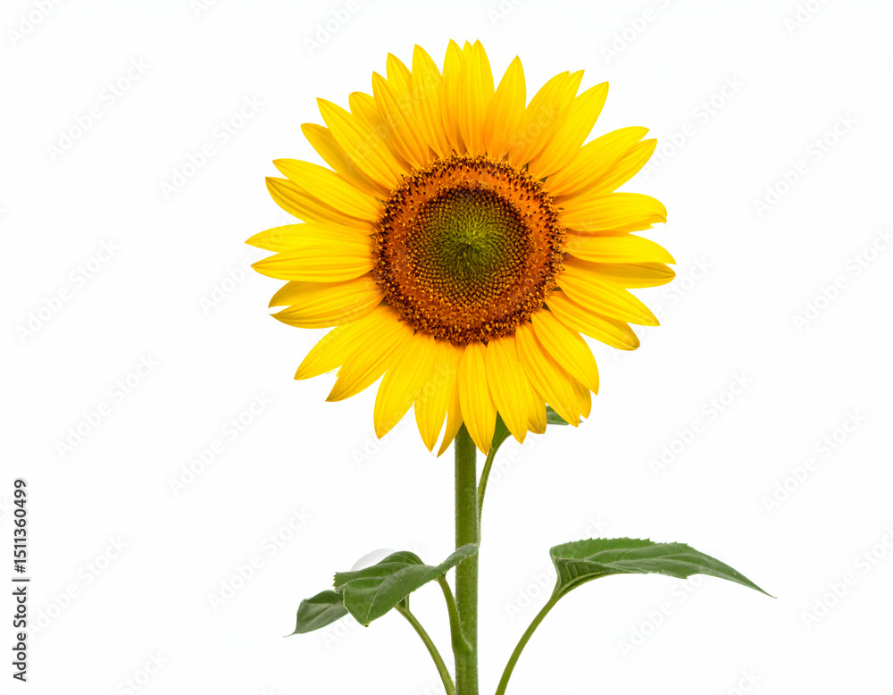 Obraz premium Vibrant Sunflower A Blooming Beauty Isolated on White