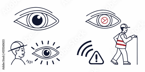 Eye Icon Set – Eyesight, Retina Scan, and Simple Eye Silhouettes Collection

