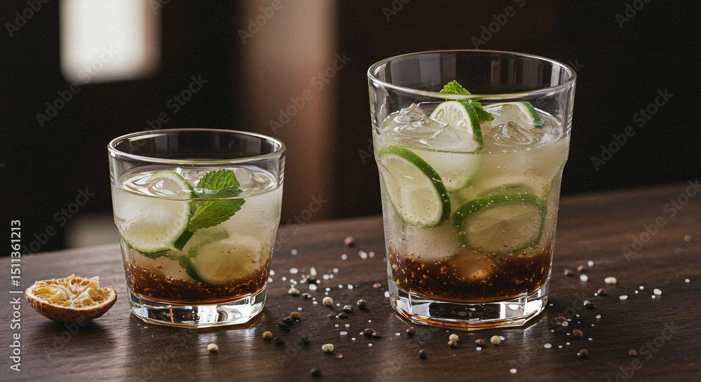 Fototapeta premium mojito cocktail on black background