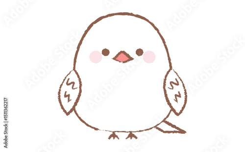 かわいい白文鳥の手描き風のイラスト