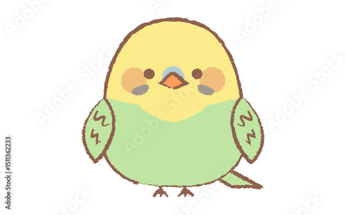 かわいいインコの手描き風のキャラクターイラスト