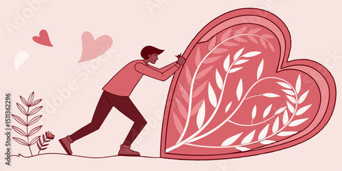 abstract floral pink  heart ornaments cards , modern , drawing , art , 3d renderings , 14 February posters, invitation , in pink background vector illustration.