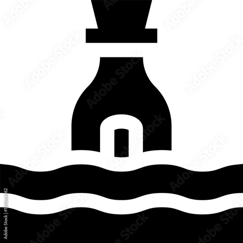message in a bottle illustration on a white background    