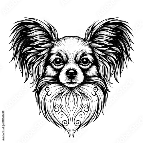 Chihuahua dog illustration with detailed fur and expressive eyes  