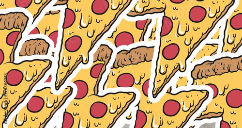 Image of pizza icons over gray background
