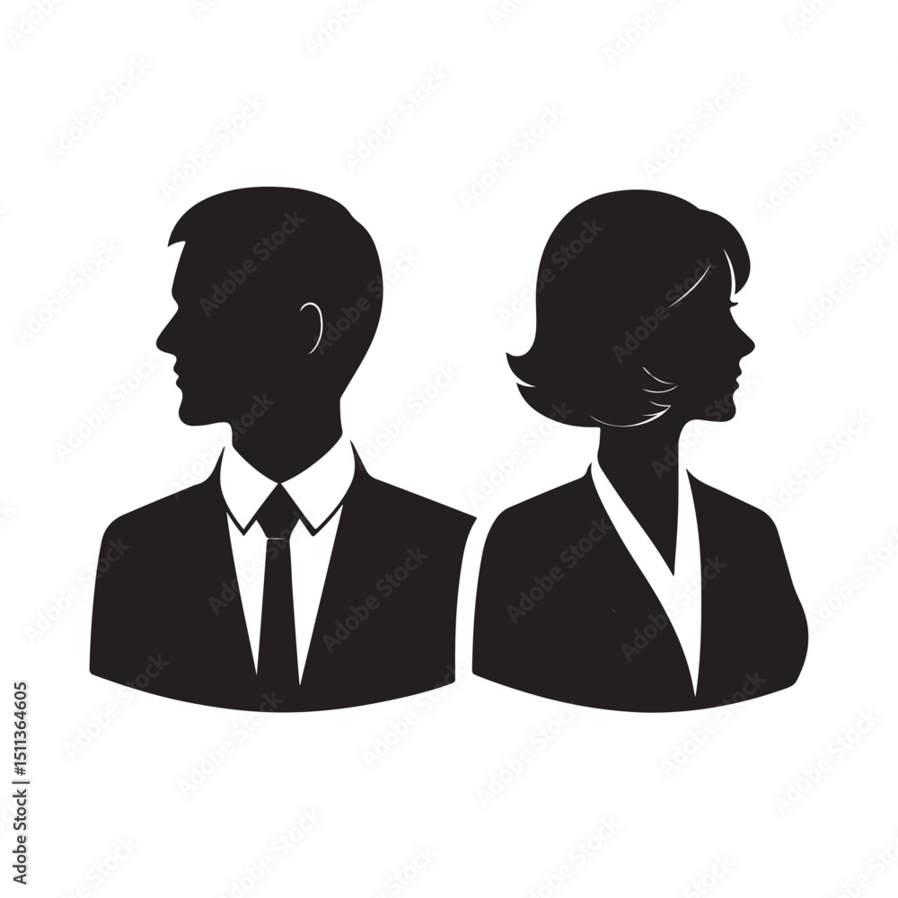 Business avatar of man and woman in suits illustration Business avatar of man and woman in suits illustration