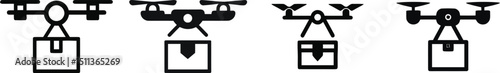 Vector illustration of a drone delivering a package

