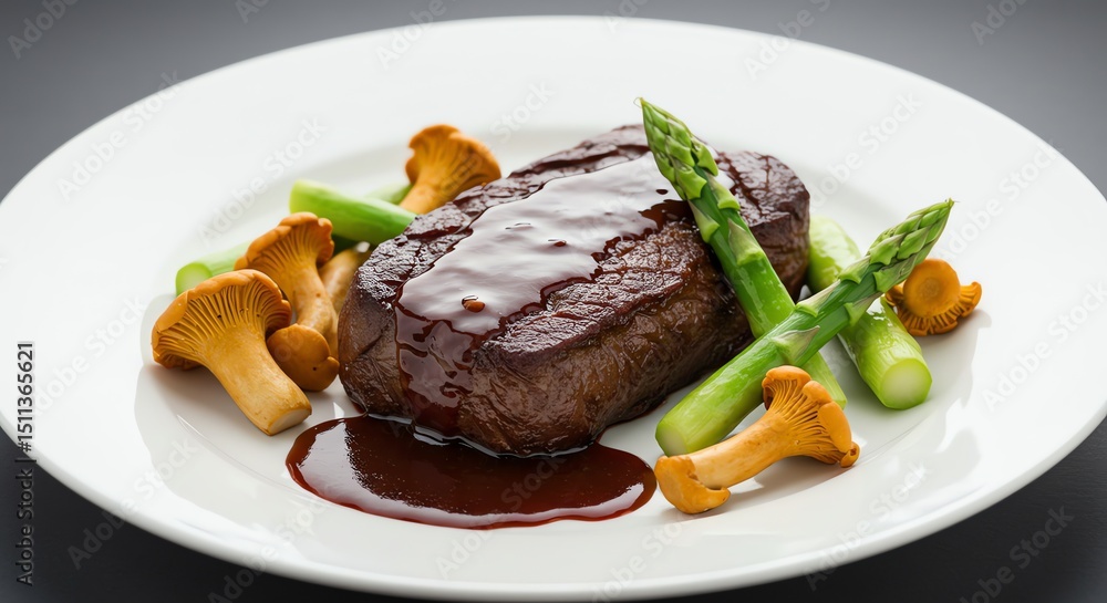 Beef Steak with Asparagus and Chanterelle Mushroom Beef Steak with Asparagus and Chanterelle Mushroom