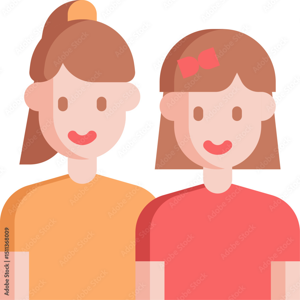 sister illustration on a white background sister illustration on a white background