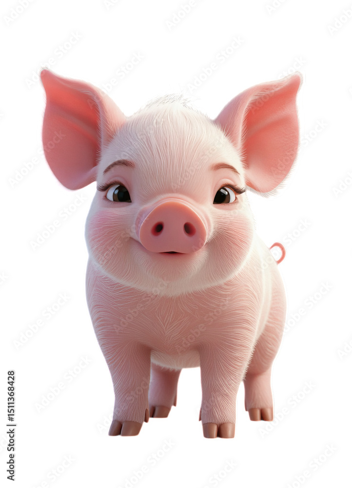 Pink Piglet, Isolated Transparent Background, 3D Design Element Pink Piglet, Isolated Transparent Background, 3D Design Element