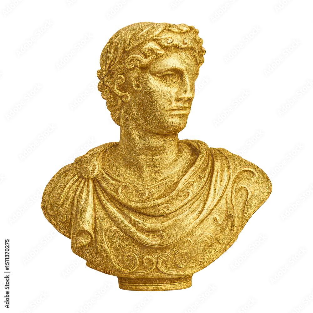 Obraz premium PNG Golden classical bust sculpture