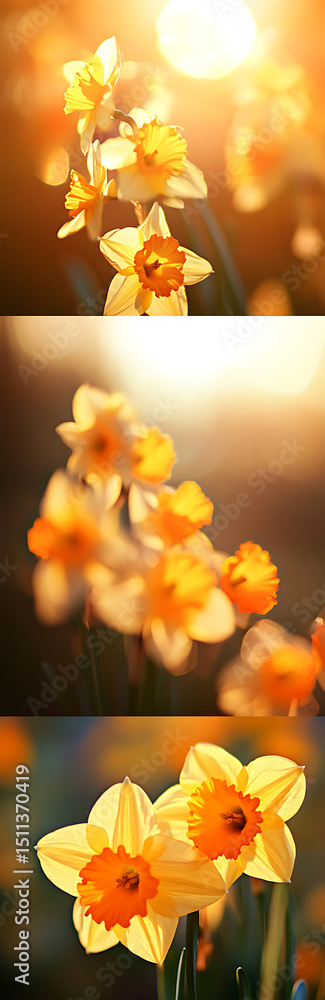 Fototapeta premium Golden Daffodils Basking in Sunset Glow A Springtime Symphony