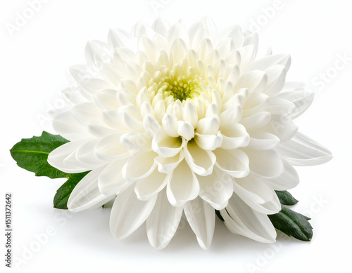 Wallpaper Mural White Chrysanthemum Elegant Flower with Intricate Petals, Isolated on White Background Torontodigital.ca
