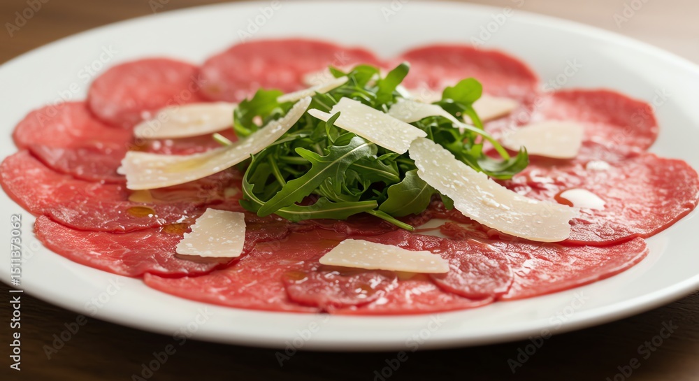 Beef Carpaccio Appetizer with Arugula and Cheese Beef Carpaccio Appetizer with Arugula and Cheese