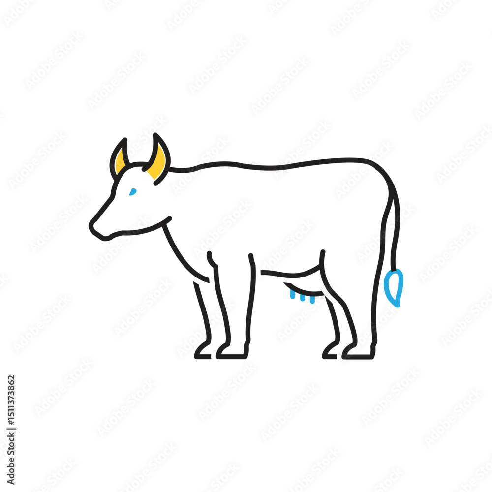 Fototapeta premium Multi color icon for buffalo