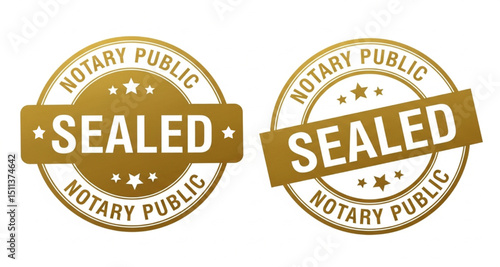 Sealed Notary Public Stamp Illustrations | Official Seal Design for Legal Documents, Contracts, and Authentication Services