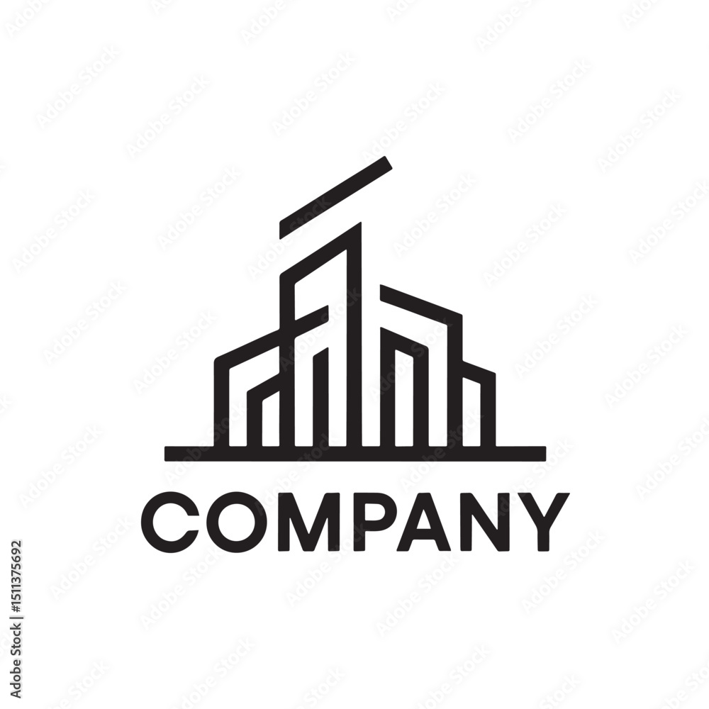 Obraz premium Line Art Building Logo Design Vector, Real Estate Line Art Logo Design