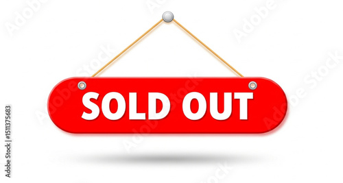 Sold Out Sign in Red and White | Retail Availability Notification for Product Promotion and Ecommerce