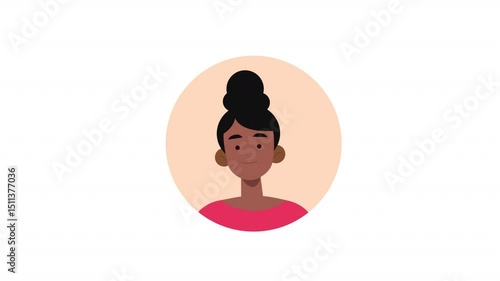 Brown Girl Profile Icon With Animated Stickers