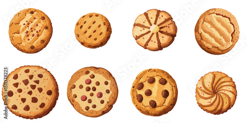 Multiple vector illustrations cookies, watercolor style