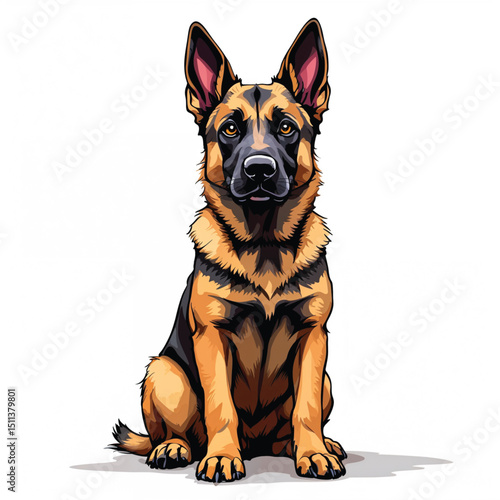 Belgian Malinois Puppy Vector Illustration isolated