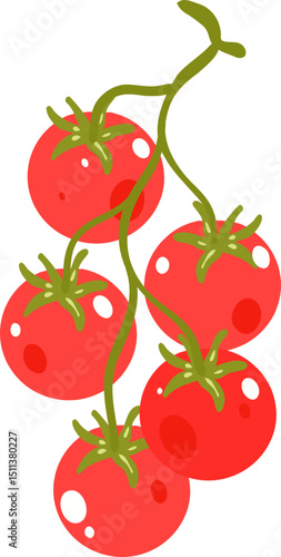 Illustration of Cherry Tomatoes on the Vine