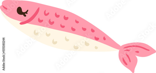 Cartoon Illustration of a Pink Sardines