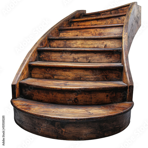 Wallpaper Mural Elegant wooden staircase with rich grain detail and curved design against backdrop Torontodigital.ca