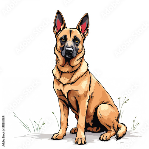 Belgian Malinois Puppy Vector Illustration isolated
