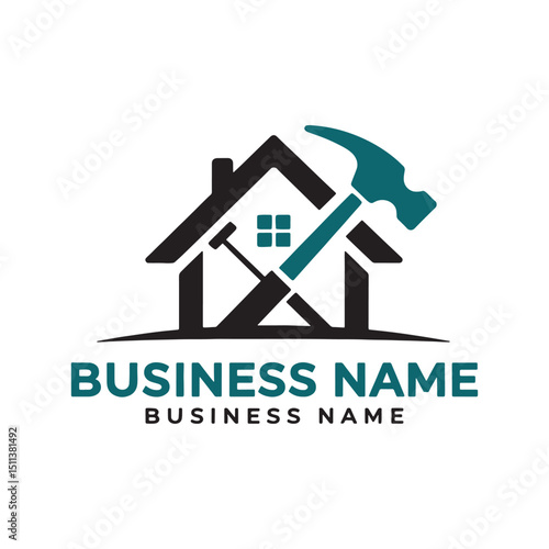 Home Repair Logo Design Vector, Real Estate Repair Logo Design