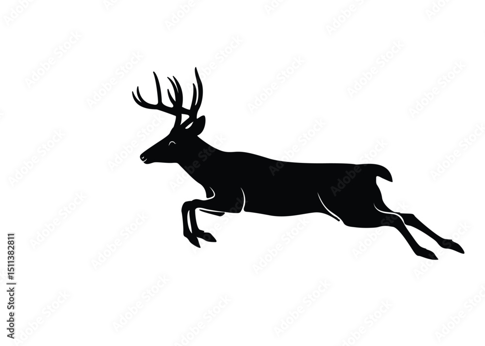 Fototapeta premium Deer Silhouette, Deer Logo, Black Deer, Isolated On Background, Vector Illustration