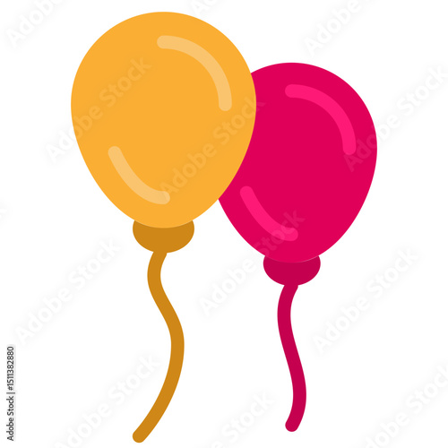 Balloon Flat Design Icon, Black And White Flat Design Icon Symbol