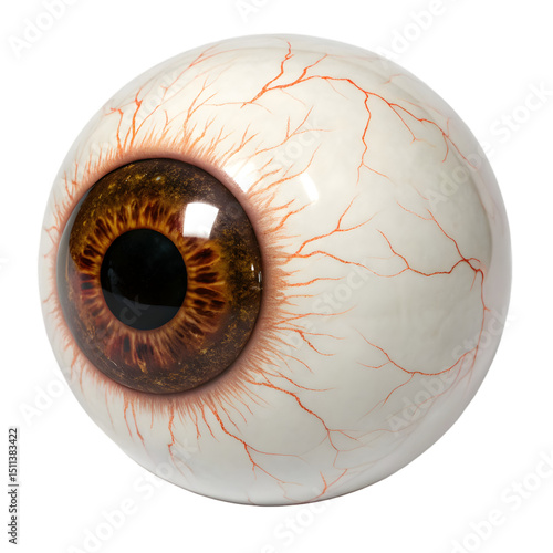Realistic Brown Eye: Detailed Macro Photography of Human Iris and Pupil isolated on transparent background