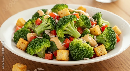 Broccoli Salad with Croutons and Tomato