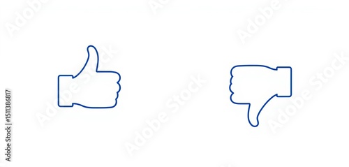 Simple up and down thumbs vector icons, isolated on white background,  white background,  UI