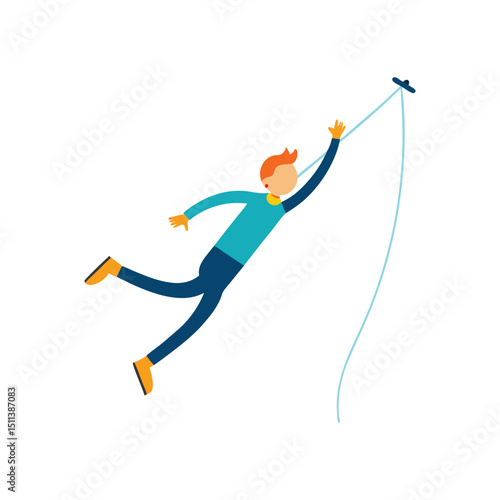 Flat and Minimal bungee jumper falling icon vector illustration isolated on white background
